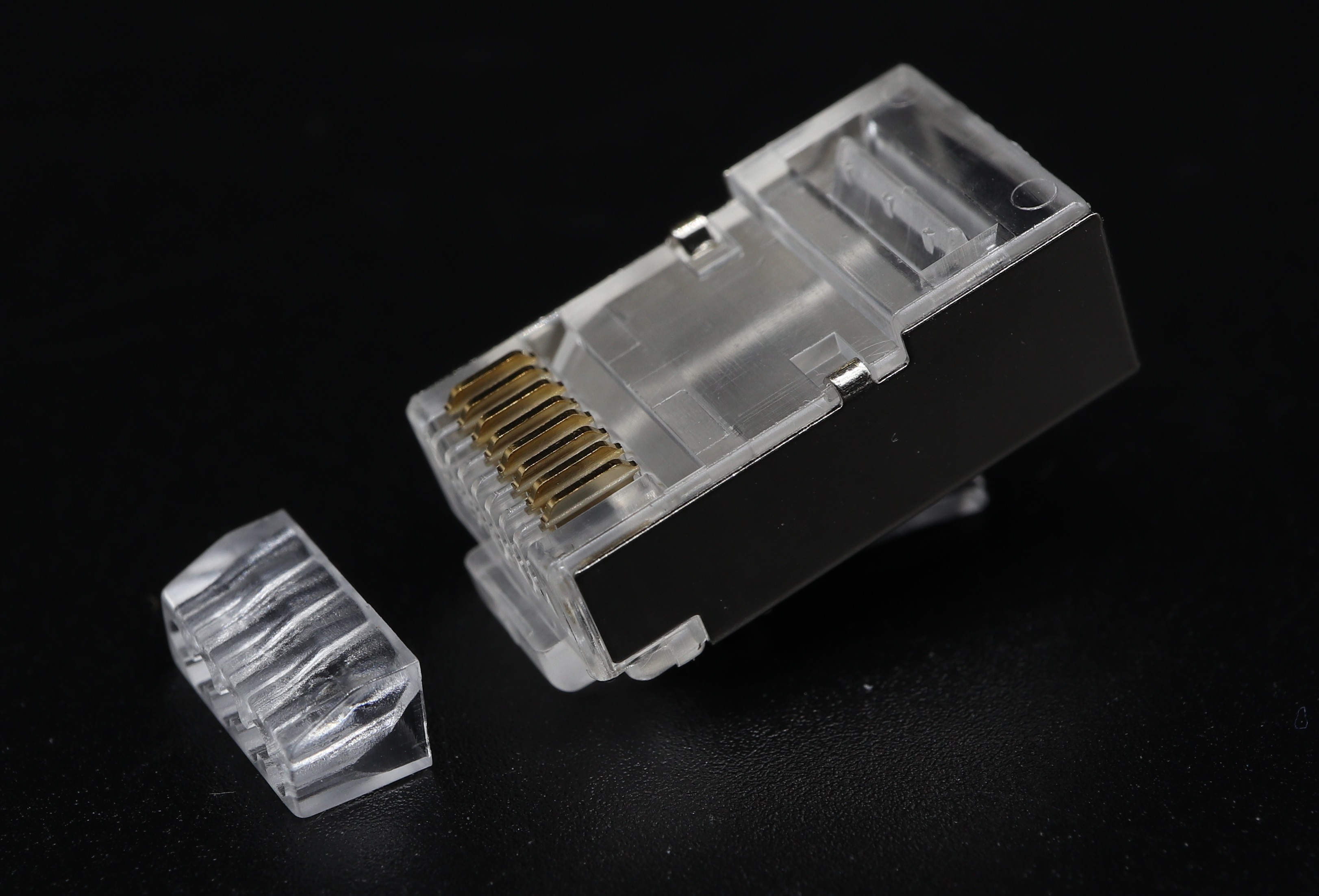 RJ45 Modular Plug Cat.6A Shielded 2 Rows 8P8C-F 1.4mm with Hook
